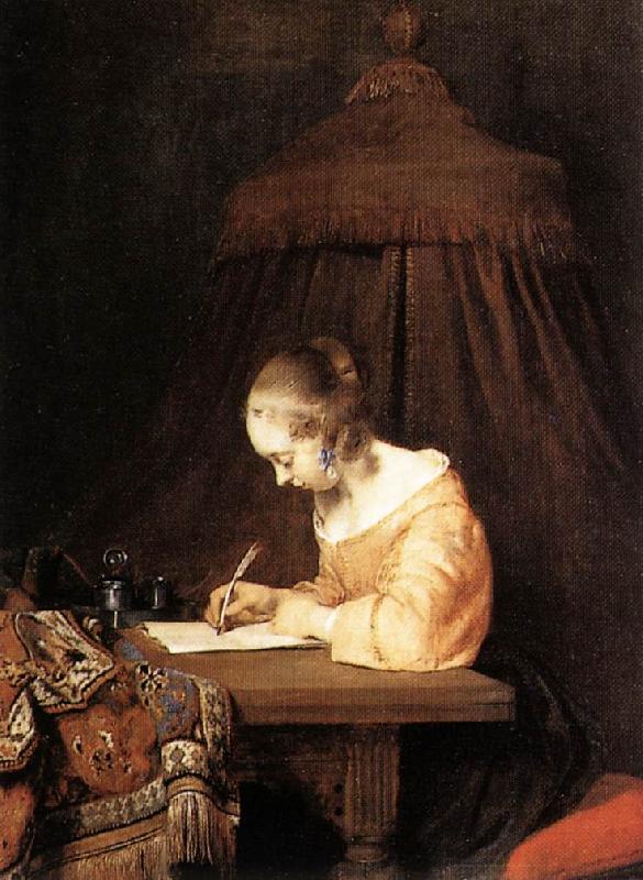 TERBORCH, Gerard Woman Writing a Letter a Germany oil painting art